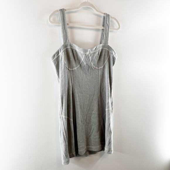 Anthropologie Sleeveless Contrast Stitch Mini Tank Dress Light Gray XL - Picture 6 of 8